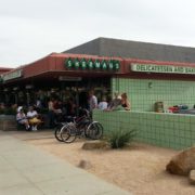 Green and brown restaurant building