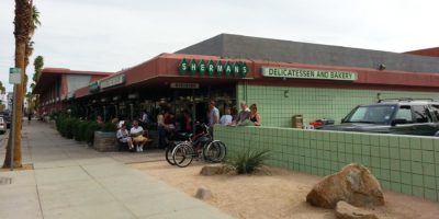 Green and brown restaurant building