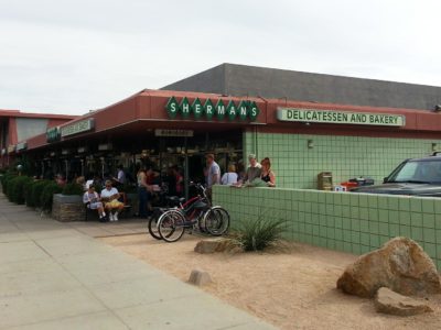 Green and brown restaurant building